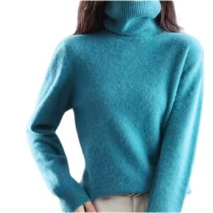Women's Teal Turtleneck Sweater